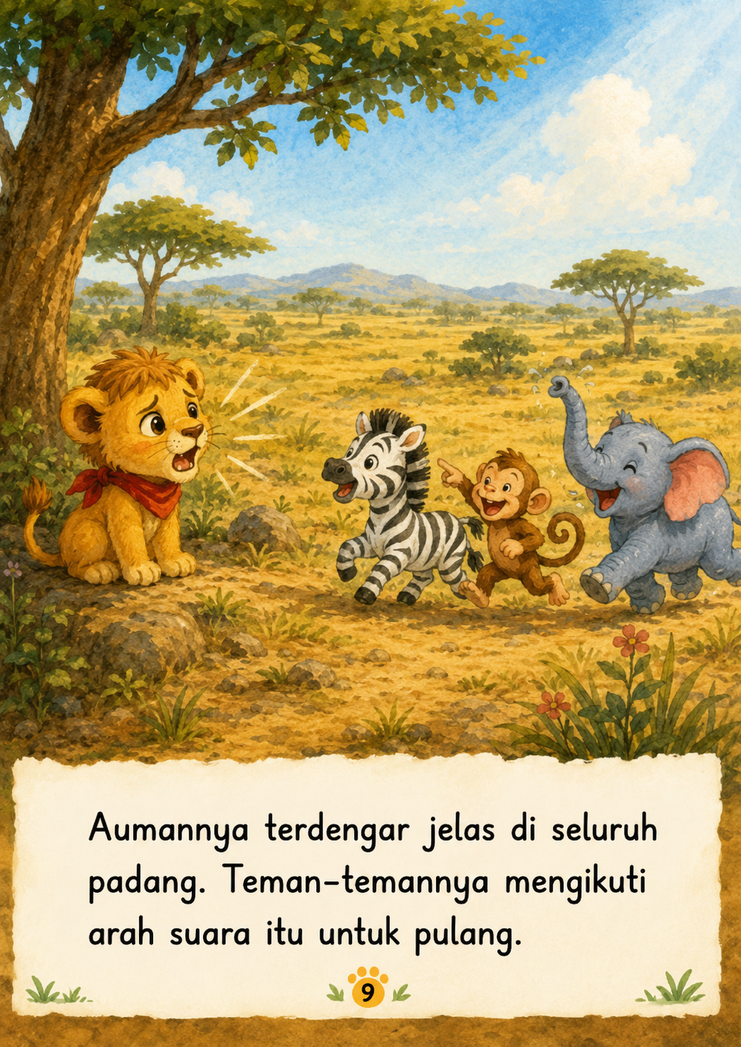 Halaman 9 Anak Singa yang Takut Mengaum