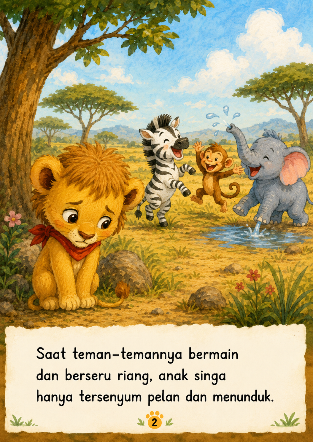 Halaman 2 Anak Singa yang Takut Mengaum